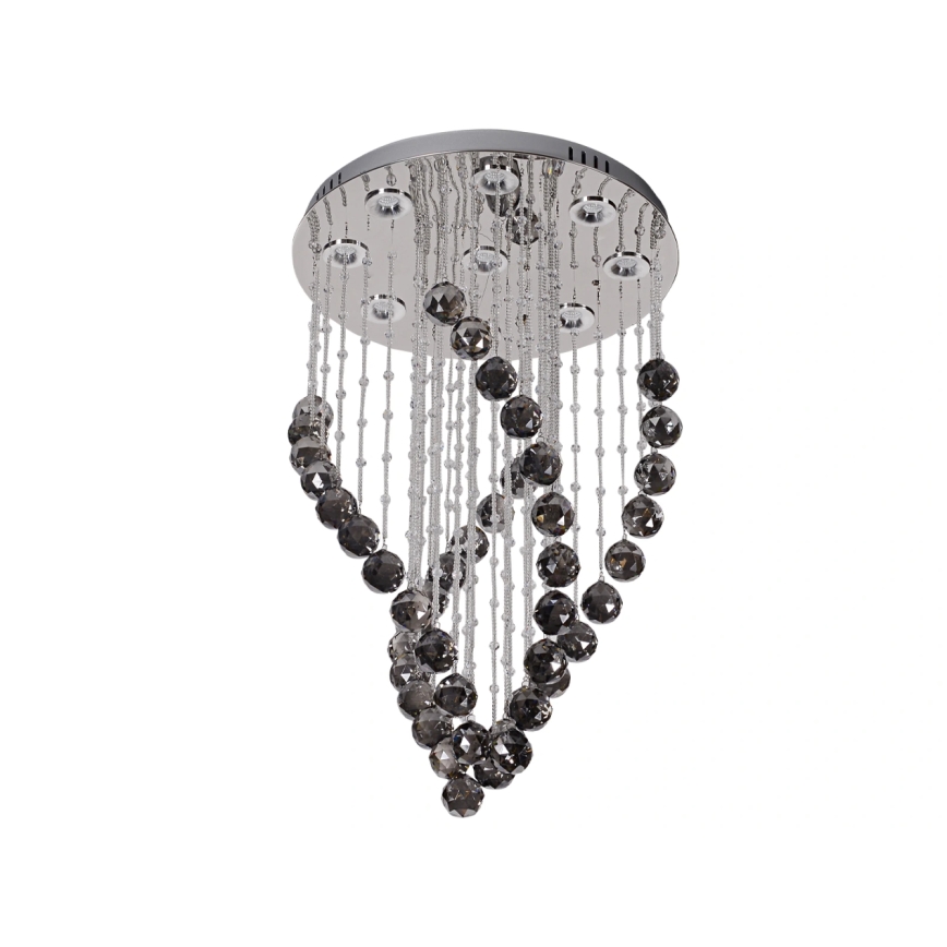 LED-Kristall-Deckenleuchte NAURU LED/30 W/230 V Ø 40 cm Hochglanz-Chrom/Schwarz + Fernbedienung