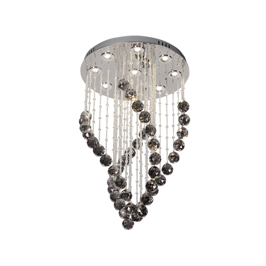 LED-Kristall-Deckenleuchte NAURU LED/30 W/230 V Ø 40 cm Hochglanz-Chrom/Schwarz + Fernbedienung