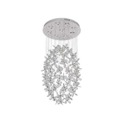 LED-Kristall-Deckenleuchte SAMOA LED/30W/230V Ø 40 cm glänzender Chrom + Fernbedienung