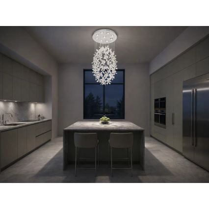 LED-Kristall-Deckenleuchte SAMOA LED/30W/230V Ø 40 cm glänzender Chrom + Fernbedienung