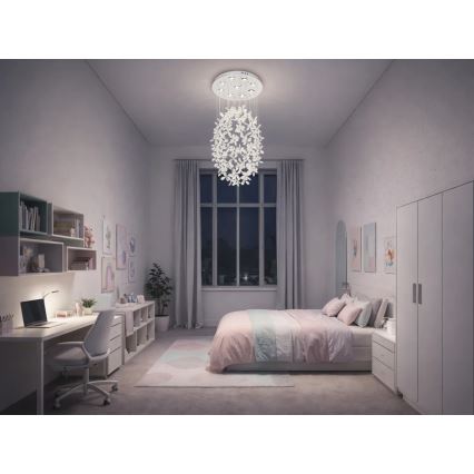 LED-Kristall-Deckenleuchte SAMOA LED/30W/230V Ø 40 cm glänzender Chrom + Fernbedienung
