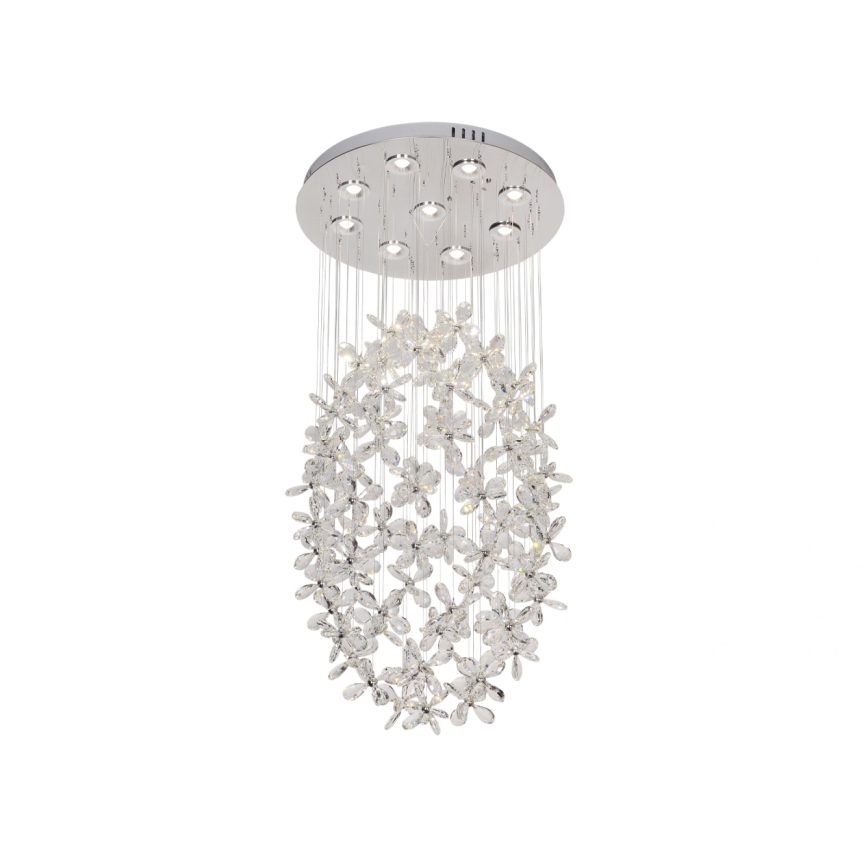 LED-Kristall-Deckenleuchte SAMOA LED/30W/230V Ø 40 cm glänzender Chrom + Fernbedienung