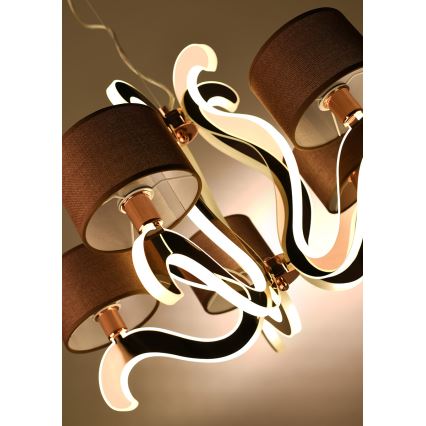 LED-Kronleuchter an Aufhängung AMBROSIA 5xE14/40W/230V + LED/43W kupfern