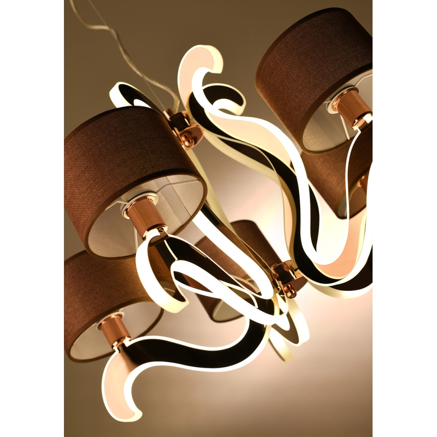 LED-Kronleuchter an Aufhängung AMBROSIA 5xE14/40W/230V + LED/43W kupfern