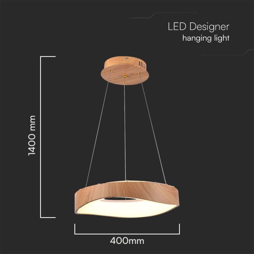 LED-Kronleuchter an Aufhängung LED/18W/230V 3000K ø 40 cm braun