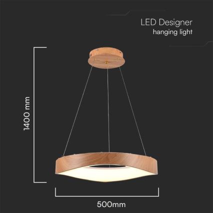LED-Kronleuchter an Aufhängung LED/25W/230V 3000K ø 50 cm braun