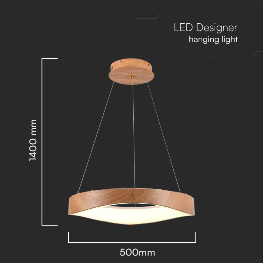 LED-Kronleuchter an Aufhängung LED/25W/230V 3000K ø 50 cm braun