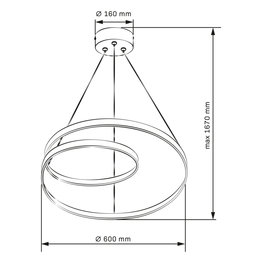 LED-Kronleuchter an Aufhängung ZEFIRA LED/52W/230V 4000K d 60 cm anthrazit
