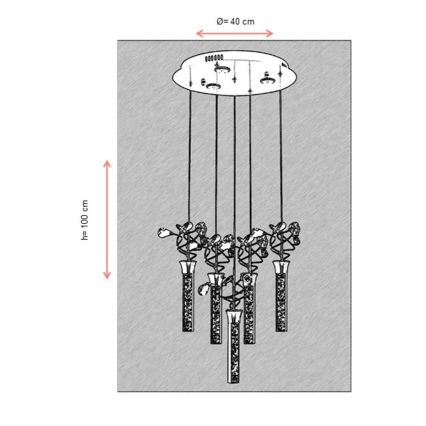 LED-Kronleuchter an Drahtseil PIGEON 5xLED/6W/230V 6500K glänzender Chrom