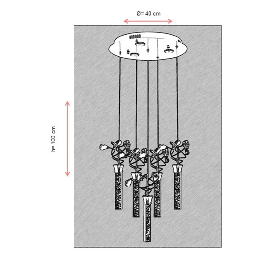 LED-Kronleuchter an Drahtseil PIGEON 5xLED/6W/230V 6500K glänzender Chrom