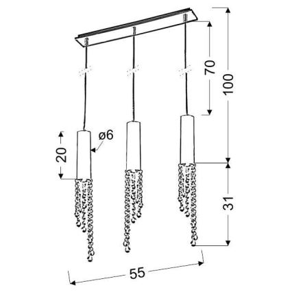 LED-Kronleuchter an einer Litze DUERO 3xLED/3W/230V
