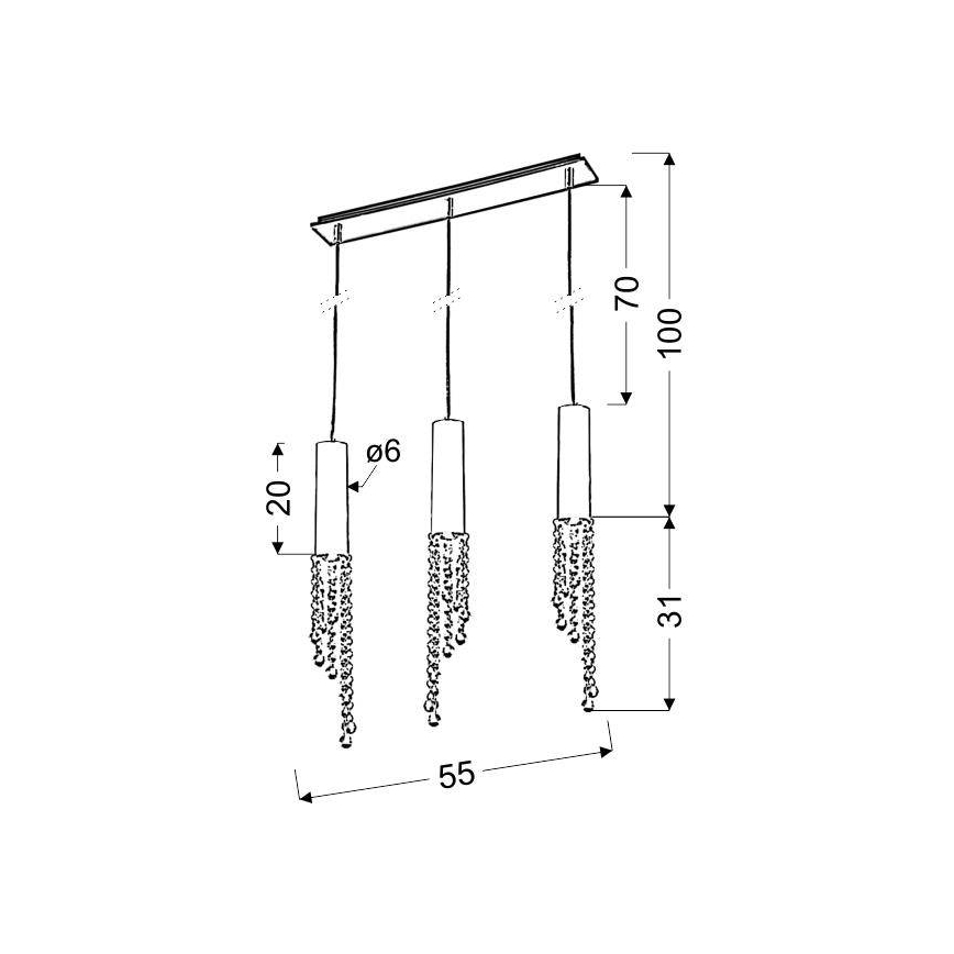 LED-Kronleuchter an einer Litze DUERO 3xLED/3W/230V