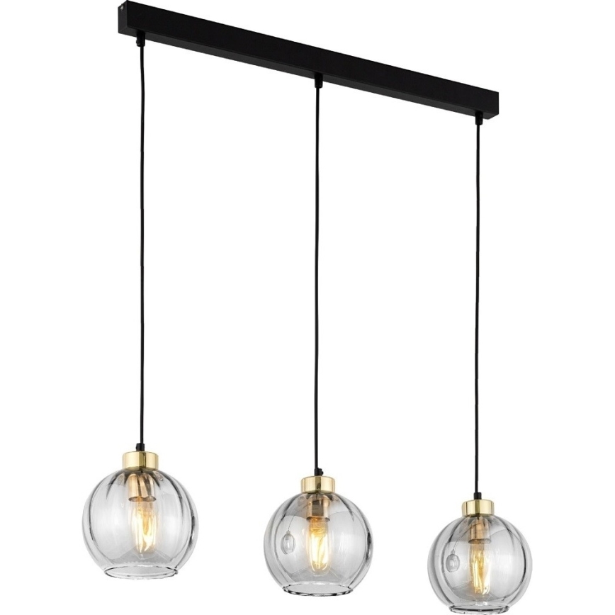 LED-Kronleuchter an Kabel DEVI 3xE27/15W/230V schwarz/rauchfarben