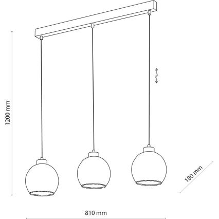 LED-Kronleuchter an Kabel DEVI 3xE27/15W/230V schwarz/rauchfarben