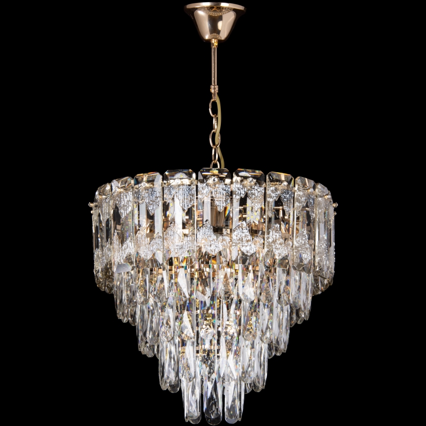 LED-Kronleuchter an Kette 7xE27/60W/230V + 4xLED/6W d 40 cm golden