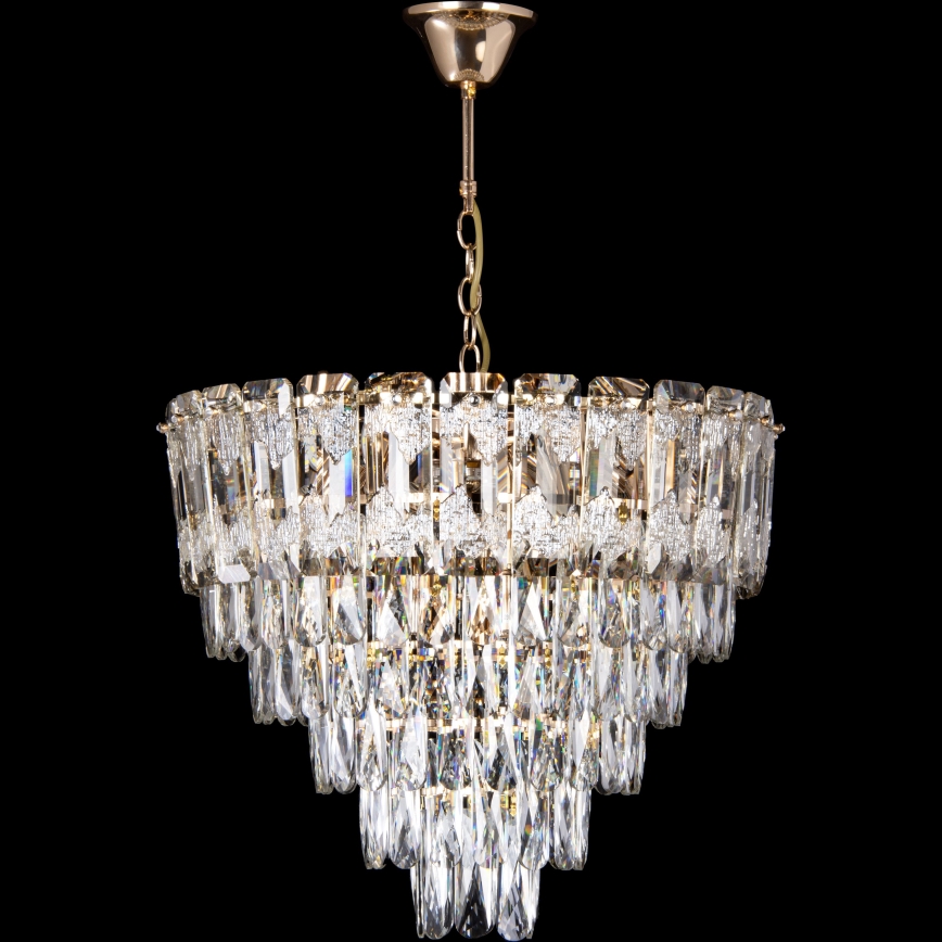 LED-Kronleuchter an Kette 9xE27/60W/230V + 6xLED/6W d 50 cm golden