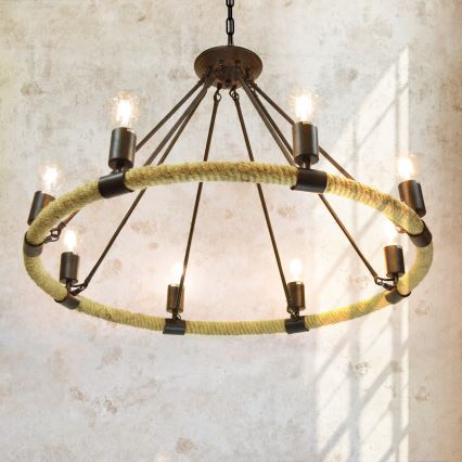 LED-Kronleuchter an Kette ROPE ARTHUR 8xE27/6W/230V