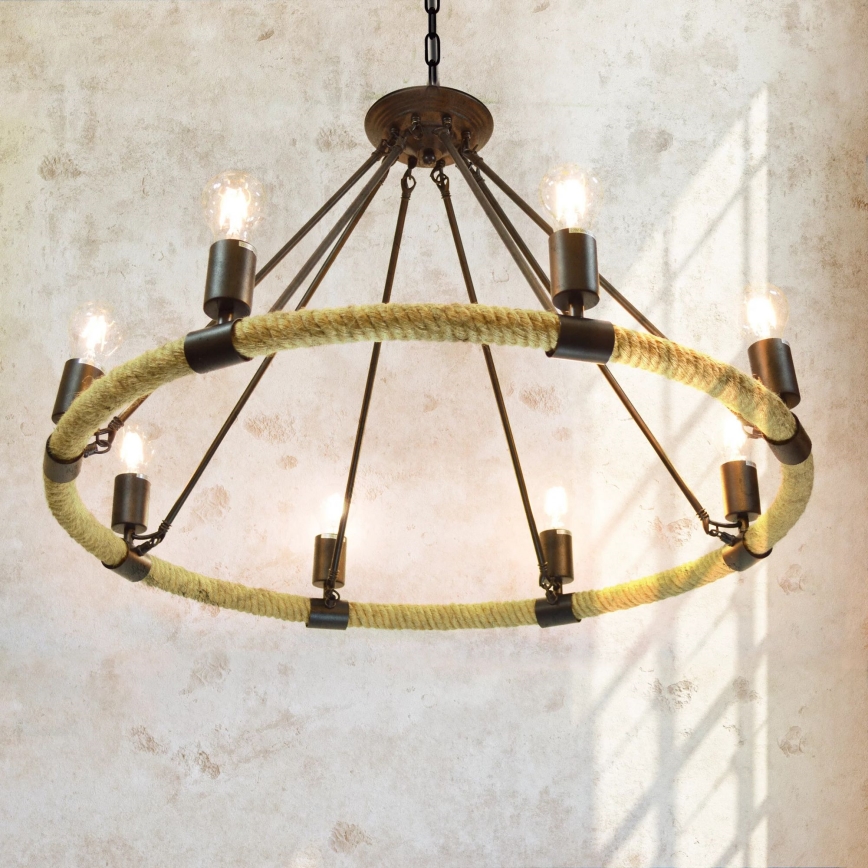 LED-Kronleuchter an Kette ROPE ARTHUR 8xE27/6W/230V