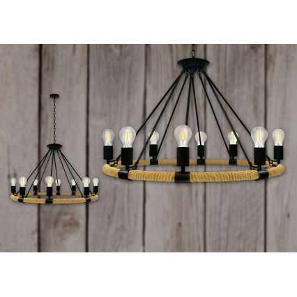 LED-Kronleuchter an Kette ROPE ARTHUR 8xE27/6W/230V
