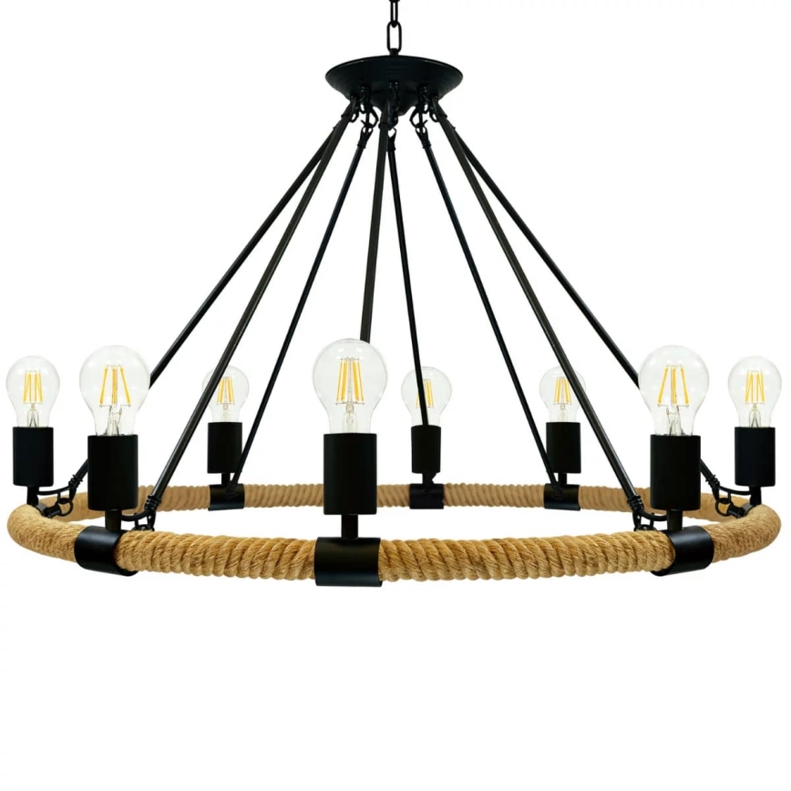 LED-Kronleuchter an Kette ROPE ARTHUR 8xE27/6W/230V