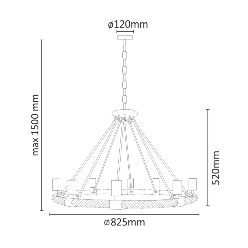 LED-Kronleuchter an Kette ROPE ARTHUR 8xE27/6W/230V