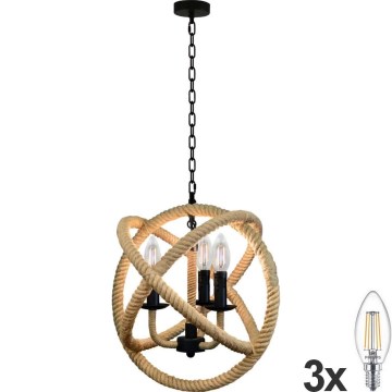 LED-Kronleuchter an Kette ROPE GLOBO 3xE14/4,3W/230V