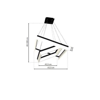LED-Kronleuchter an Schnur NERO 2xLED/80W/230V