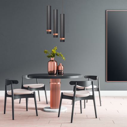 LED Kronleuchter an Schnur TUBA 3xGU10/4,8W/230V schwarz/kupfer