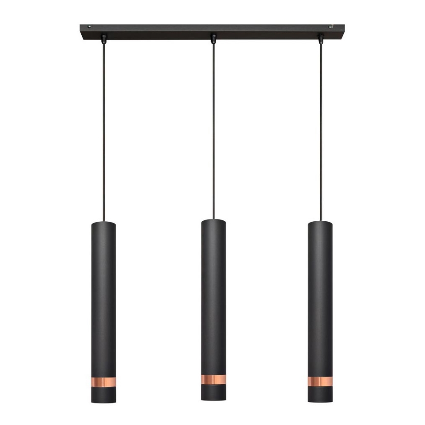 LED Kronleuchter an Schnur TUBA 3xGU10/4,8W/230V schwarz/kupfer
