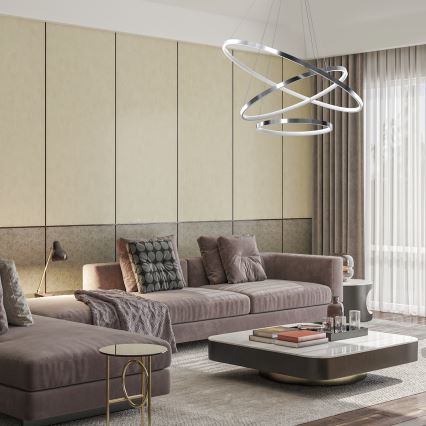 LED-Kronleuchter HOOP LED/93W/230V d 80 cm 4000K glänzendes Chrom