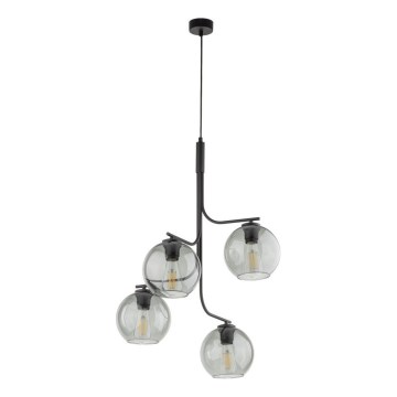 LED-Kronleuchter mit Stahlseil CESAR 4xE27/15W/230V schwarz/rauchgrau