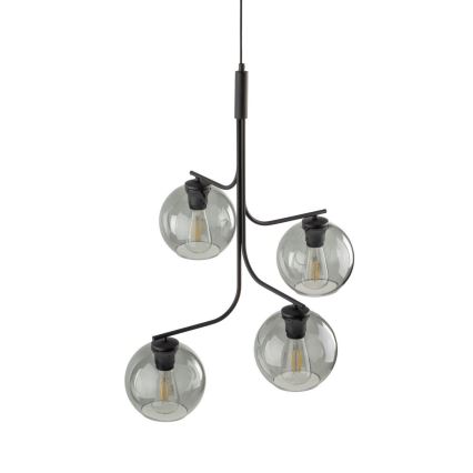 LED-Kronleuchter mit Stahlseil CESAR 4xE27/15W/230V schwarz/rauchgrau