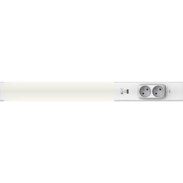 LED-Küchenunterbauleuchte mit Steckdosen und USB-Ports LED/18W/230V 4000K silbern