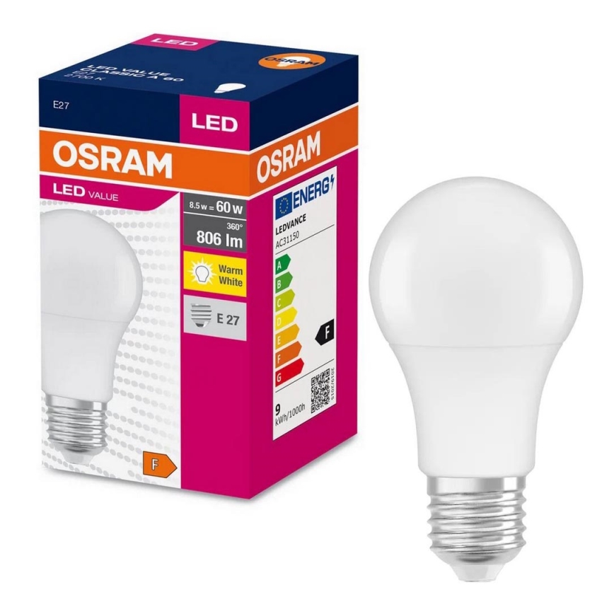LED-Lampe A60 E27/8,5W/230V 2700K - Osram
