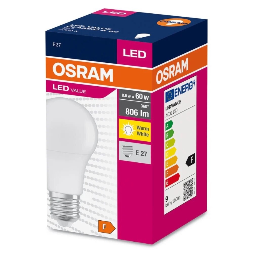 LED-Lampe A60 E27/8,5W/230V 2700K - Osram