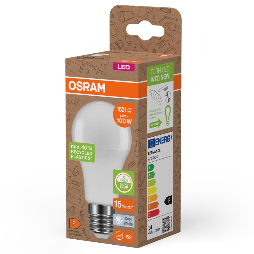 LED-Lampe aus recyceltem Kunststoff A100 E27/14W/230V 4000K - Osram