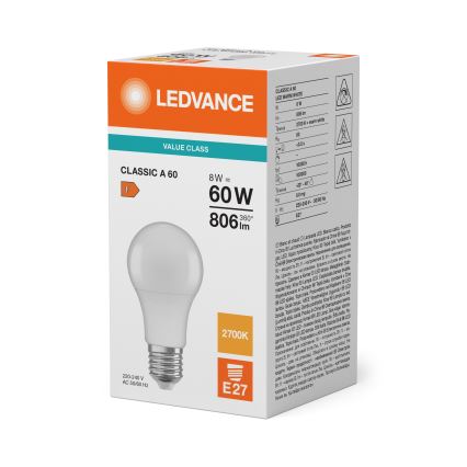 LED-Lampe CLASSIC A60 E27/8W/230V 2700K - Ledvance