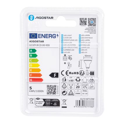 LED-Lampe COB GU10/4,9W/230V 4000K - Aigostar