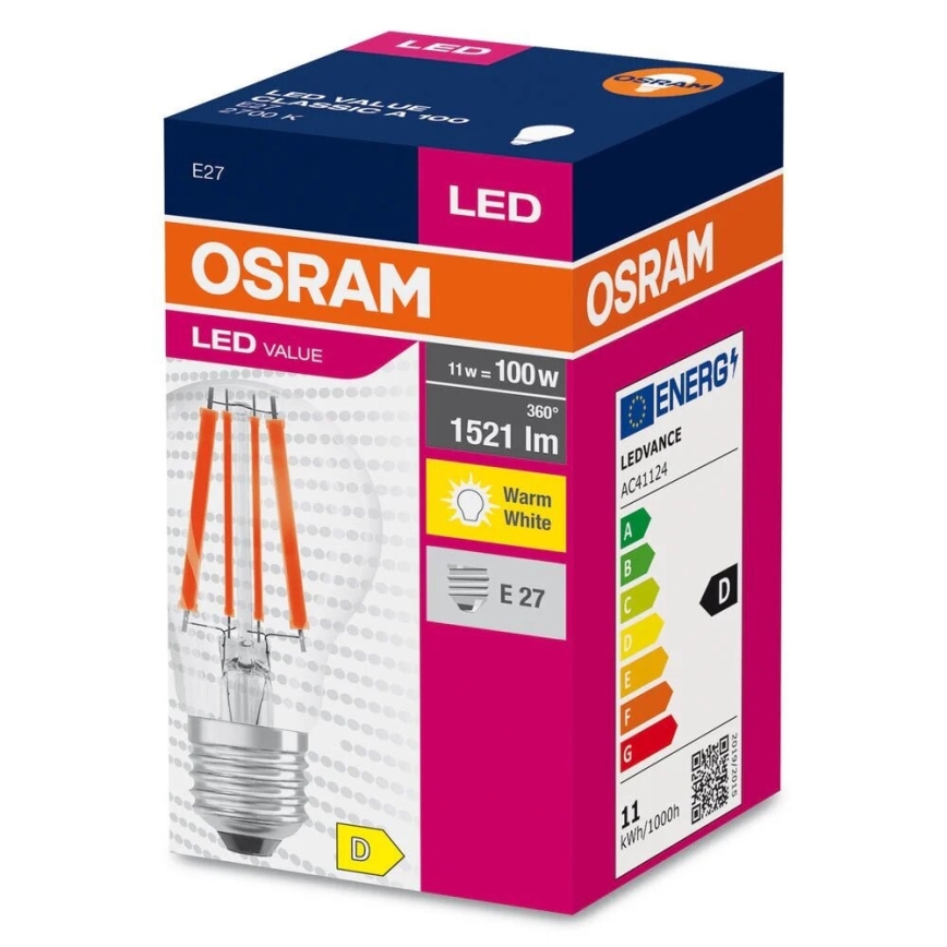 LED-Lampe FILAMENT A100 E27/11W/230V 2700K - Osram