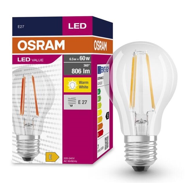 LED-Lampe FILAMENT A60 E27/6,5W/230V 2700K - Osram