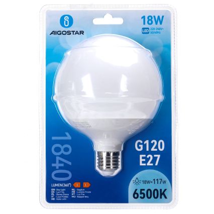 LED-Lampe G120 E27/18W/230V 6500K - Aigostar