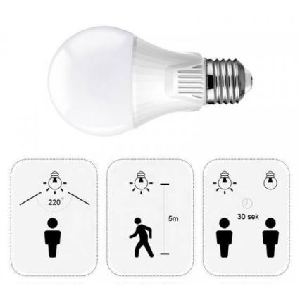 LED-Lampe mit Bewegungsmelder E27/9W/230V 6500K