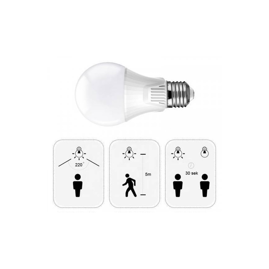 LED-Lampe mit Bewegungsmelder E27/9W/230V 6500K