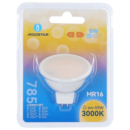 LED-Lampe MR16 GU5,3/8W/12V 3000K - Aigostar