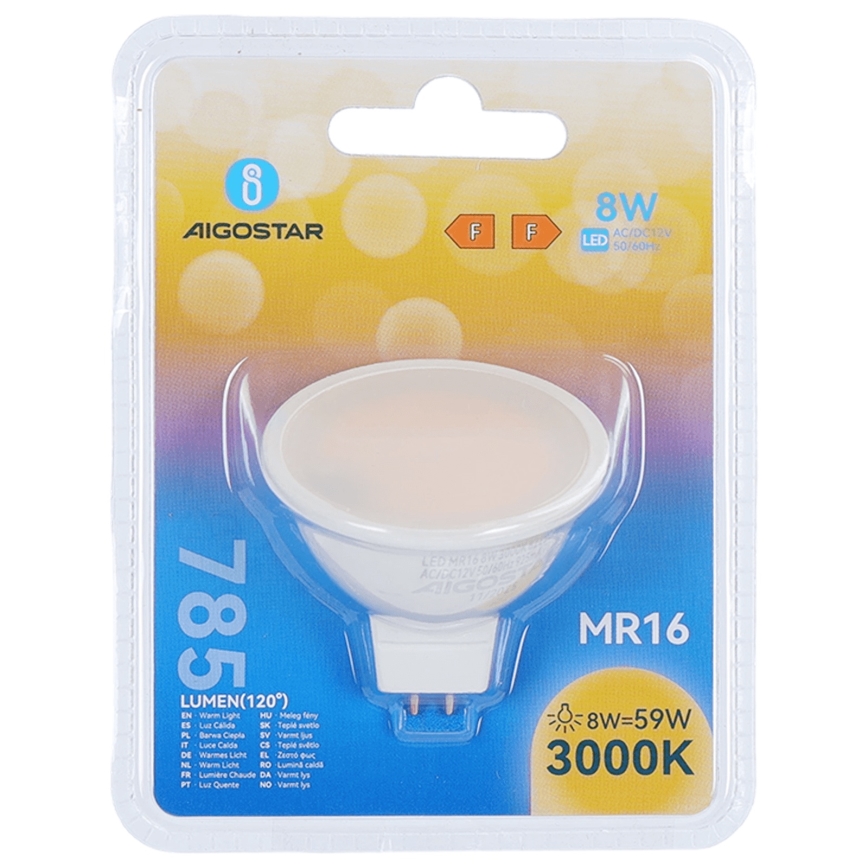 LED-Lampe MR16 GU5,3/8W/12V 3000K - Aigostar
