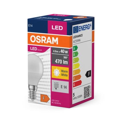 LED-Lampe P40 E14/4,9W/230V 2700K - Osram