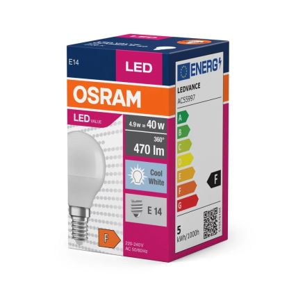 LED-Lampe P40 E14/4,9W/230V 4000K - Osram