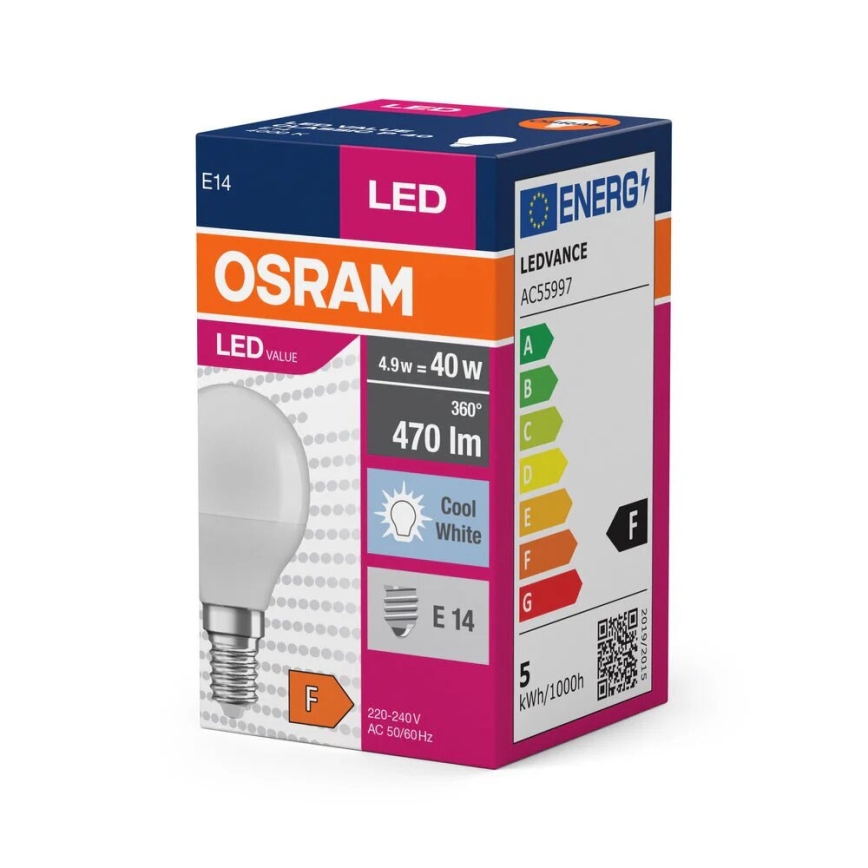 LED-Lampe P40 E14/4,9W/230V 4000K - Osram