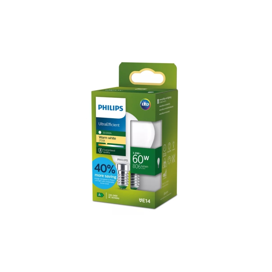 LED-Lampe ULTRAEFFICIENT Philips P45 E14/3,8W/230V 2700K