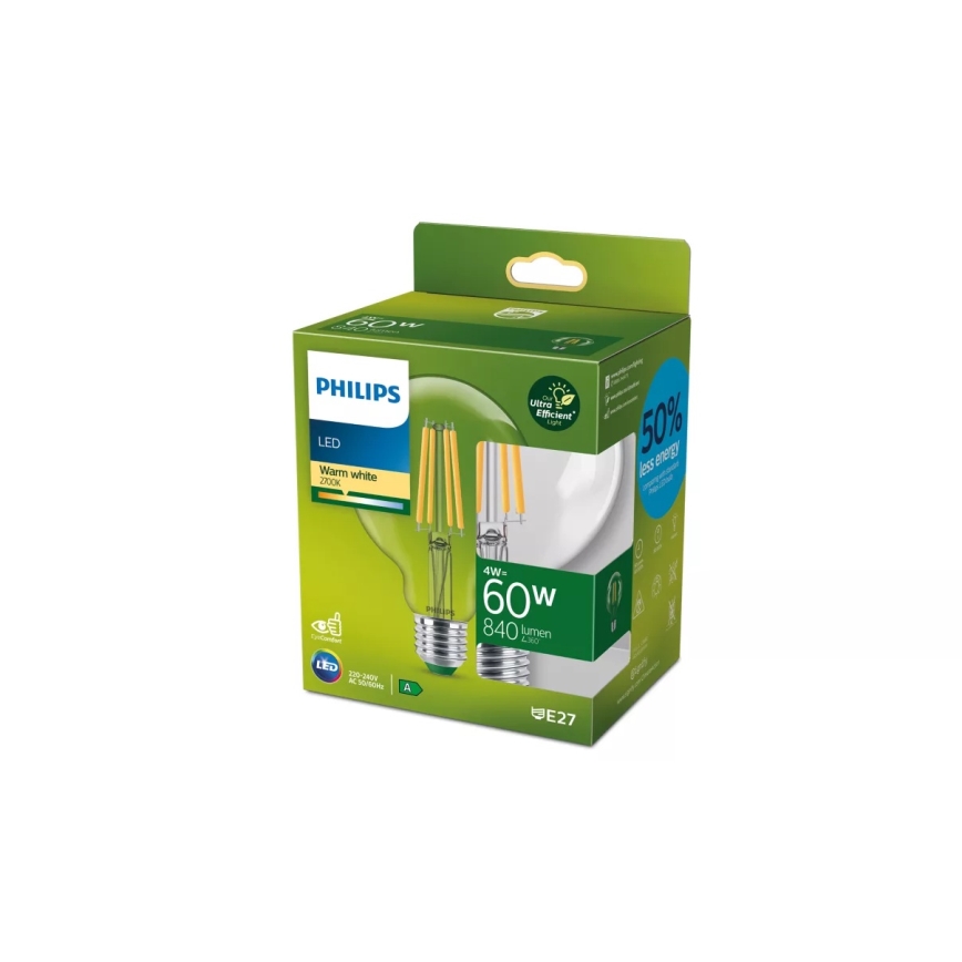 LED-Lampe ULTRAEFFICIENT VINTAGE Philips G95 E27/4W/230V 2700K